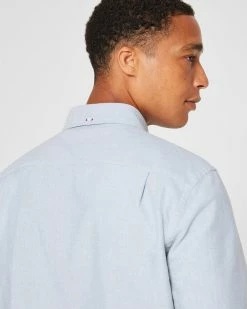 Best Sale 💯 Club Monaco Men Long Sleeve Oxford 👕 Shirt Blue ❤️ -Club Monaco Online Shop cm 1294831 alternate2