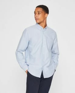 Best Sale 💯 Club Monaco Men Long Sleeve Oxford 👕 Shirt Blue ❤️