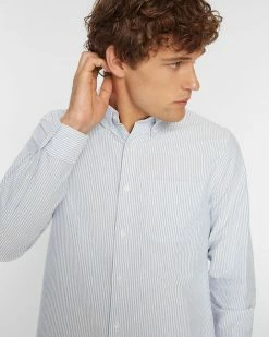 Cheap 🧨 Club Monaco Men Long Sleeve Striped Oxford 👚 Shirt Grey Blue 🛒 -Club Monaco Online Shop cm 1294832 alternate2