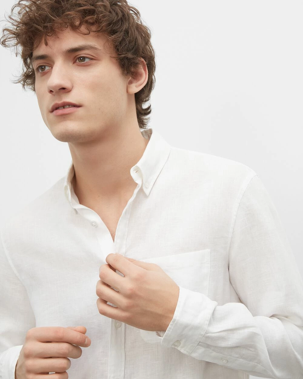 Deals ๐ Club Monaco Men Slim Solid Linen ๐ Shirt White ๐ 4 Deals ๐ Club Monaco Men Slim Solid Linen ๐ Shirt White ๐ - Image 3