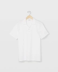 Cheap 🤩 Club Monaco Men Split Neck Polo Blanc De Blanc 🥰