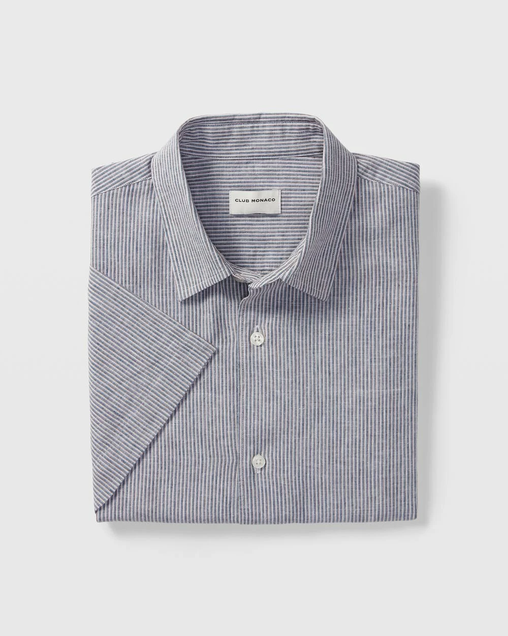 Brand new โจ Club Monaco Men Short Sleeve Chambray Stripe Chambray Blue/White ๐ 4 Brand new โจ Club Monaco Men Short Sleeve Chambray Stripe Chambray Blue/White ๐ - Image 2