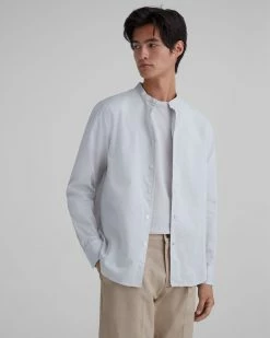 Top 10 🛒 Club Monaco Men Band Collar Textured 👚 Shirt Grey 😀