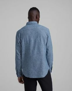 Deals 🥰 Club Monaco Men Long Sleeve Slim Textured Jaspé 👕 Shirt Blue 🥰 -Club Monaco Online Shop cm 1395248 alternate2