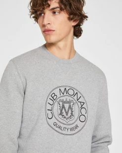 New 🎁 Club Monaco Men Crest Sweatshirt Heather Grey 🌟 -Club Monaco Online Shop cm 1395757 alternate2