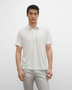 New ๐คฉ Club Monaco Men Short Sleeve Linen Popover Pale Grey โจ