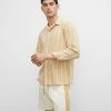 Best Sale 🔔 Club Monaco Men Camp Collar Striped Linen Blend 👚 Shirt Tan Multi ✔️ -Club Monaco Online Shop cm 1415050 lifestyle