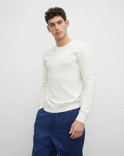 Wholesale 🔥 Club Monaco Men Cotton Slub Crew Sweater Egret 🌟
