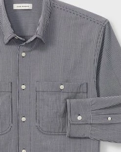 Best deal 🥰 Club Monaco Men Striped Knit Utility 👕 Shirt Blue Multi 🌟 -Club Monaco Online Shop cm 1426583 alternate5