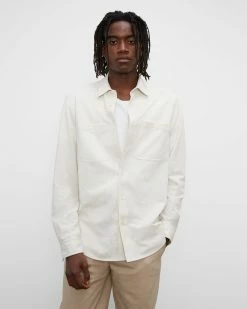 Best Pirce ❤️ Club Monaco Men Knit Utility 👚 Shirt Silver Birch ✔️