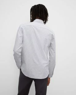 Buy 😀 Club Monaco Men Long Sleeve Mix Stripe Oxford 👚 Shirt Navy Stripe 👏 -Club Monaco Online Shop cm 1426616 alternate1