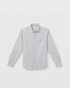 Buy 😀 Club Monaco Men Long Sleeve Mix Stripe Oxford 👚 Shirt Navy Stripe 👏 -Club Monaco Online Shop cm 1426616 alternate4