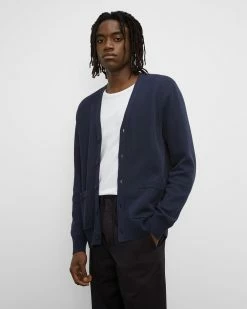 New 🧨 Club Monaco Men Double Knit Cardigan Navy 🥰