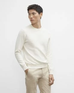 Hot Sale ⭐ Club Monaco Men Long Sleeve Texture Crew Sweater Silver Birch 😉