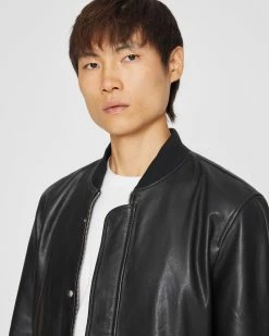 Buy 🎉 Club Monaco Men Leather Bomber Jacket Black 💯 -Club Monaco Online Shop cm 1431429 alternate2