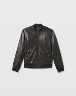 Buy 🎉 Club Monaco Men Leather Bomber Jacket Black 💯 -Club Monaco Online Shop cm 1431429 alternate4