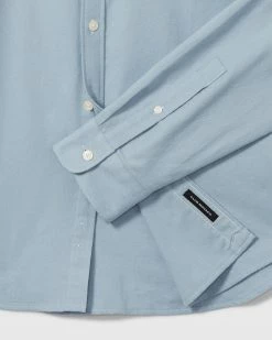 Discount 👏 Club Monaco Men Long Sleeve Solid Flannel 👕 Shirt Med Blue 🤩 -Club Monaco Online Shop cm 1431443 alternate5