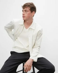 Hot Sale 🤩 Club Monaco Men Long Sleeve Workshirt Blanc De Blanc 👏 -Club Monaco Online Shop cm 1431448 alternate2