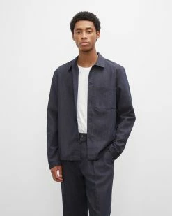 Best Sale ⌛ Club Monaco Men Long Sleeve Workshirt Indigo ❤️