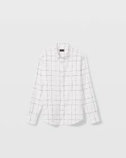 Brand new ❤️ Club Monaco Men Long Sleeve Textured Windowpane 👕 Shirt White Multi ⌛ -Club Monaco Online Shop cm 1431452 alternate4