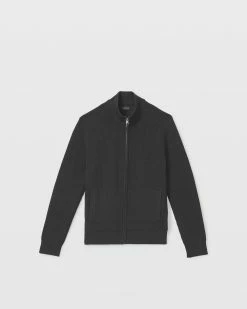 Best deal 🎉 Club Monaco Men Ribbed Full Zip Jacket Black 👍 -Club Monaco Online Shop cm 1431463 alternate4