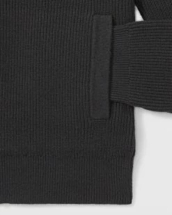 Best deal 🎉 Club Monaco Men Ribbed Full Zip Jacket Black 👍 -Club Monaco Online Shop cm 1431463 alternate5