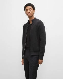 Best deal π Club Monaco Men Ribbed Full Zip Jacket Black π