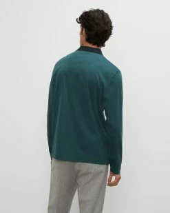 Brand new 👏 Club Monaco Men Refined Long Sleeve Polo Sea Moss Multi 💯 -Club Monaco Online Shop cm 1432334 alternate1