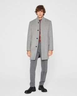 Discount ✔️ Club Monaco Men Loukas Funnel Neck 🧥 Coat Grey ✔️
