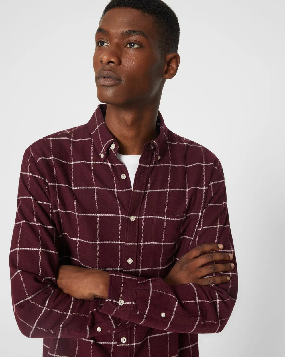 Discount ๐ฅ Club Monaco Men Long Sleeve Windowpane Flannel ๐ Shirt Burgundy โ 5 Discount ๐ฅ Club Monaco Men Long Sleeve Windowpane Flannel ๐ Shirt Burgundy โ - Image 3