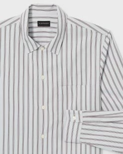 Wholesale 👏 Club Monaco Men Long Sleeve Striped Standard 👕 Shirt Grey Stripe 🎉 -Club Monaco Online Shop cm 1432392 alternate5