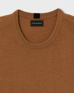 New 🥰 Club Monaco Men Merino Wool Crewneck Sweater Dark Camel ⌛ -Club Monaco Online Shop cm 1432396 alternate5