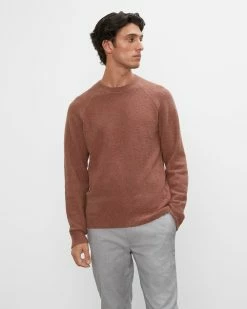 Best Sale โ Club Monaco Men Bouclรฉ Crewneck Sweater Cinnamon ๐