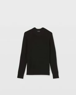 Promo ⌛ Club Monaco Men Merino Texture Crew Sweater Black 🎉 -Club Monaco Online Shop cm 1434665 alternate4