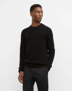 Promo ⌛ Club Monaco Men Merino Texture Crew Sweater Black 🎉