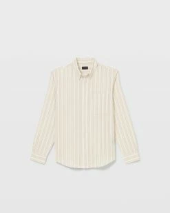 Discount 🔔 Club Monaco Men Long Sleeve Waffle Striped 👕 Shirt Alfalfa 🎉 -Club Monaco Online Shop cm 1443554 alternate4