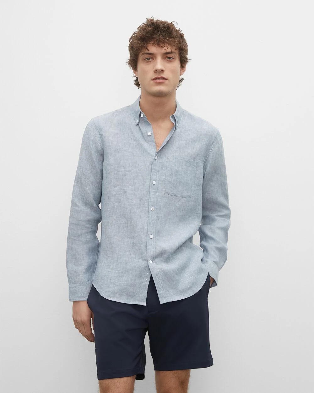 Best deal ๐ Club Monaco Men Slim Cross Dyed Linen ๐ Shirt Light Blue ๐ 3 Best deal ๐ Club Monaco Men Slim Cross Dyed Linen ๐ Shirt Light Blue ๐