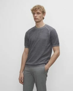 Cheapest ๐ Club Monaco Men Marled Crew Short Sleeve Sweater Dark Grey โญ