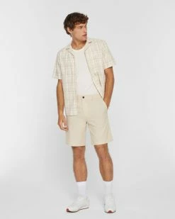 Outlet 🥰 Club Monaco Men Maddox Chambray 9" Shorts Khaki 🔥