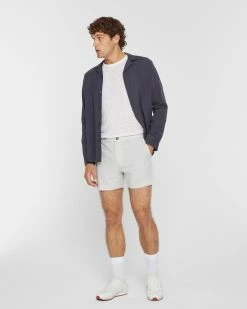 New 🌟 Club Monaco Men Jax Chambray 5" Shorts Metal Grey ⭐