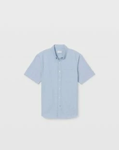 Outlet ⭐ Club Monaco Men Slim Short-Sleeve Oxford 👚 Shirt Blue ⌛ -Club Monaco Online Shop cm 1451721 alternate4