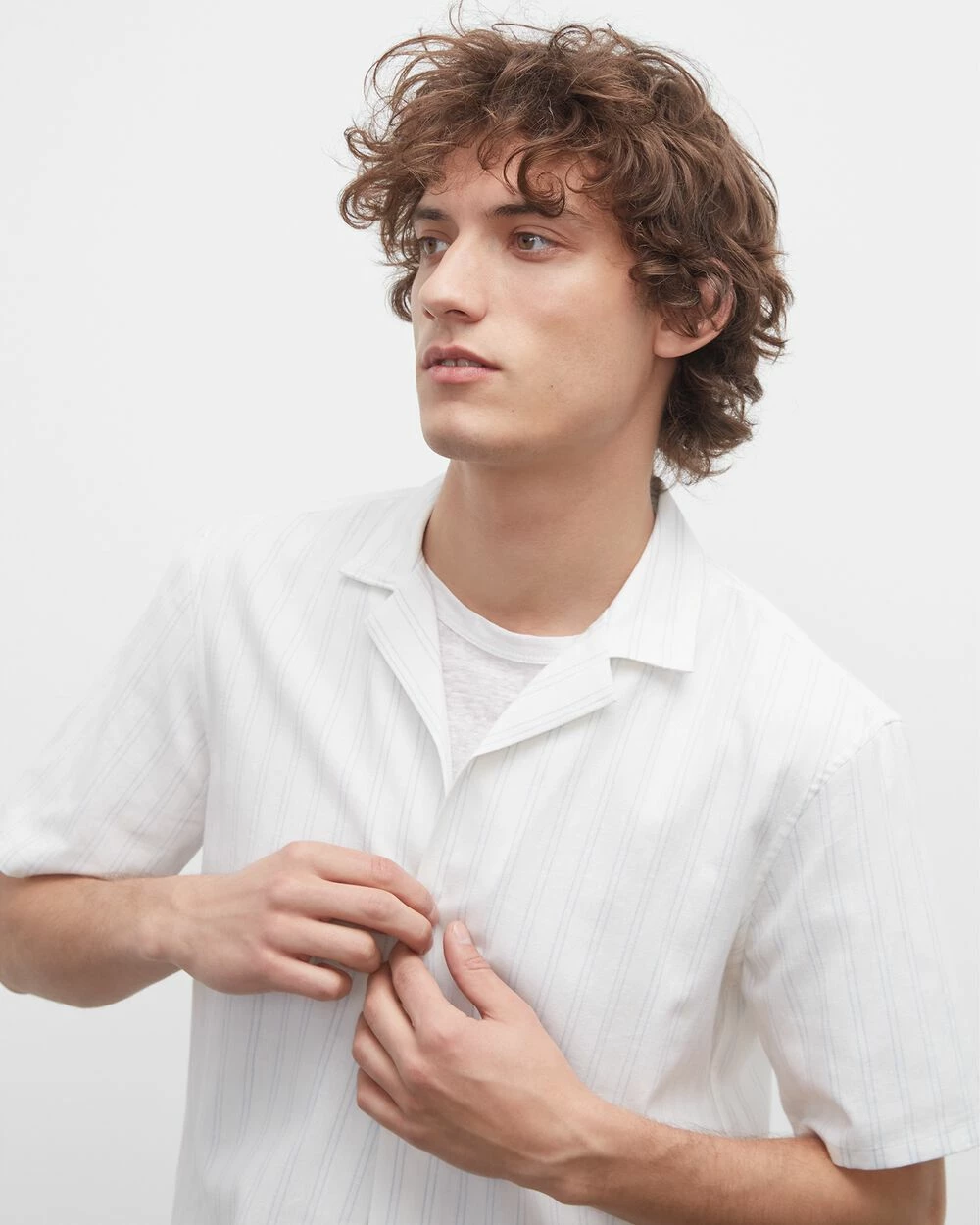 New ๐ฅ Club Monaco Men Short Sleeve Thin Stripe Linen ๐ Shirt White ๐ 5 New ๐ฅ Club Monaco Men Short Sleeve Thin Stripe Linen ๐ Shirt White ๐ - Image 3