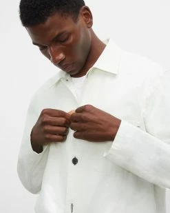 Hot Sale ❤️ Club Monaco Men Long Sleeve Lightweight Workshirt Light Blue 🧨 -Club Monaco Online Shop cm 1451732 alternate2