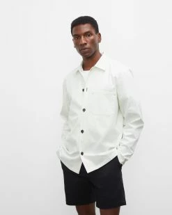 Hot Sale ❤️ Club Monaco Men Long Sleeve Lightweight Workshirt Light Blue 🧨 -Club Monaco Online Shop cm 1451732 alternate3