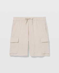 Outlet 🔔 Club Monaco Men Linen-Blend Cargo Shorts Khaki Stone 🌟 -Club Monaco Online Shop cm 1451817 alternate4