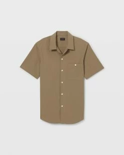 Outlet 🎁 Club Monaco Men Short Sleeve Seersucker 👚 Shirt Olive 🎉 -Club Monaco Online Shop cm 1451822 alternate4