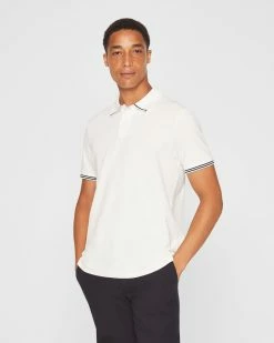 Budget ⌛ Club Monaco Men Tipped Collar Polo White 🤩