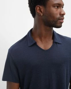Best reviews of 🔥 Club Monaco Men Short Sleeve Linen Polo Navy 😀 -Club Monaco Online Shop cm 1451846 alternate2