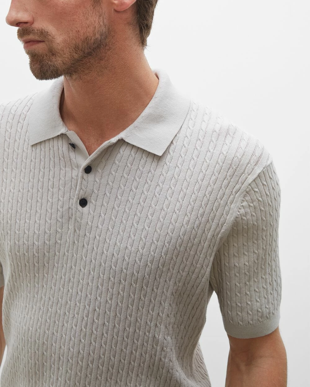 Promo ๐ฏ Club Monaco Men Short Sleeve Cable Polo Lt Grey ๐งจ 4 Promo ๐ฏ Club Monaco Men Short Sleeve Cable Polo Lt Grey ๐งจ - Image 3