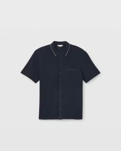 Best deal ✔️ Club Monaco Men Cotton Full Button Polo Navy Multi 👍 -Club Monaco Online Shop cm 1462428 alternate4